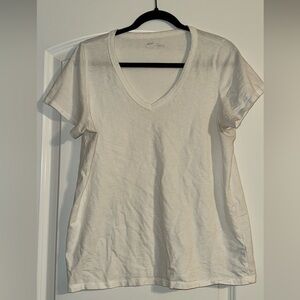 Aerie Cream Short Sleeve V-Neck Tee